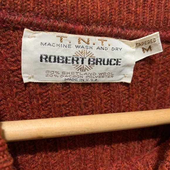 ROBERT BRUCE RUSTIC ORANGE RIBBED SHETLAND WOOL BLEND LONG SLEEVE SWEATER SZ MED - Picture 2 of 14